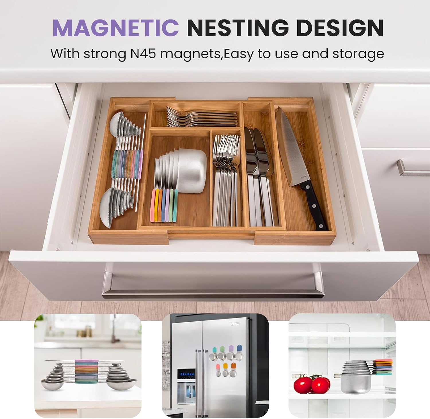 Magnetic Measuring Cups and Spoons Set-Heavy Duty 304 Stainless Steel | Double Measurement Markings,BPA-Free,Set of 16 with Leveler for Measuring Dry and Liquid Ingredients(Colors) - Image 5